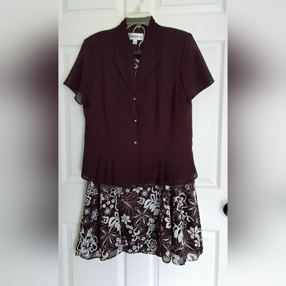 Vtg Womens Danny And Nicole Brown Floral A-Line Skirt